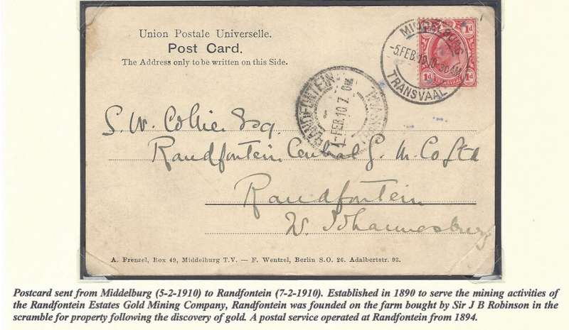 Transvaal Postal Agencies/Post Offices: RANDFONTEIN to "MIDDELBURG / TRANSVAAL". See below.