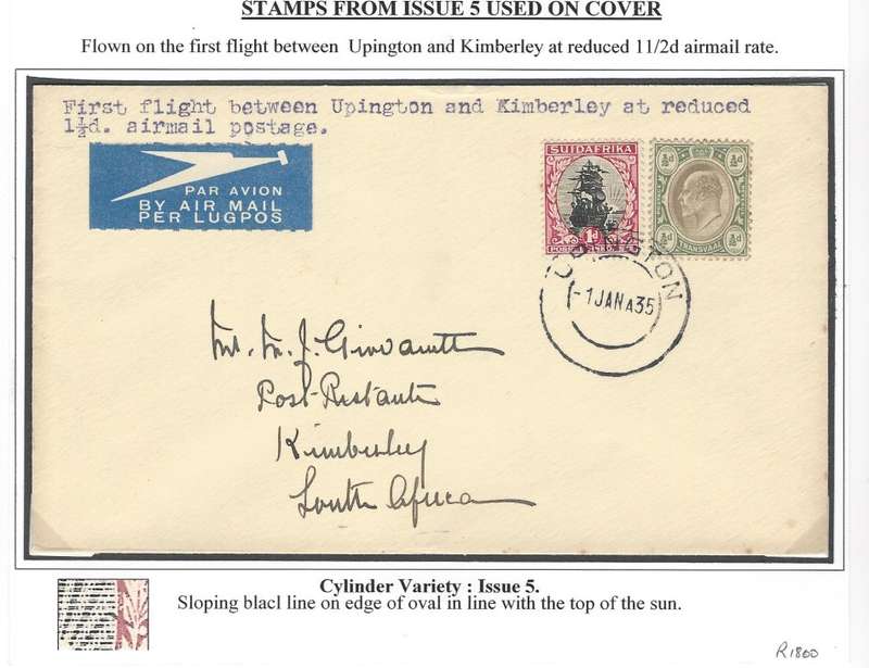 Union: 1931 Roto Issue 5 variety on First Flight cover. See below.