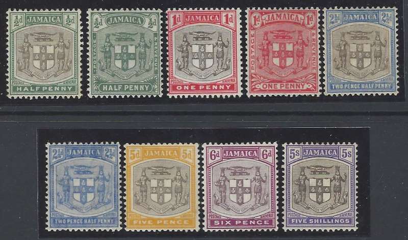 Jamaica 1905/11 set of 9 superb mint. SG 37/45. See below.
