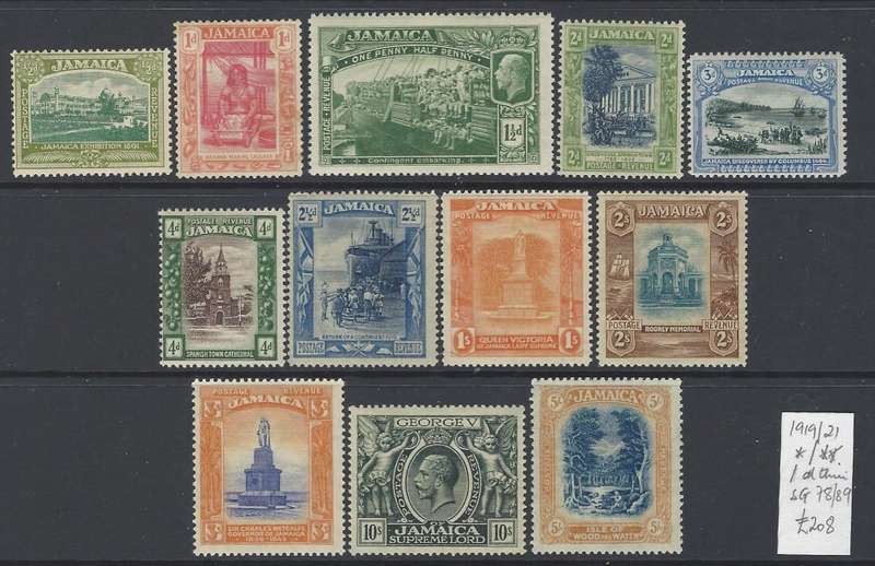 Jamaica 1919/21 set of 12 fine mint. SG 78/89. See below.