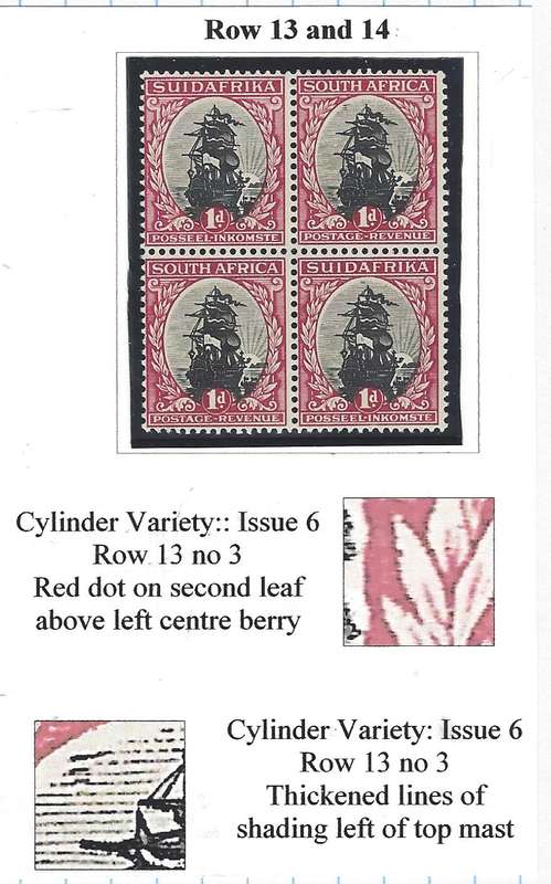 Union: 1930 Roto Issue 6 MAROON PTG. marginal block with varieties fine mint. See below.