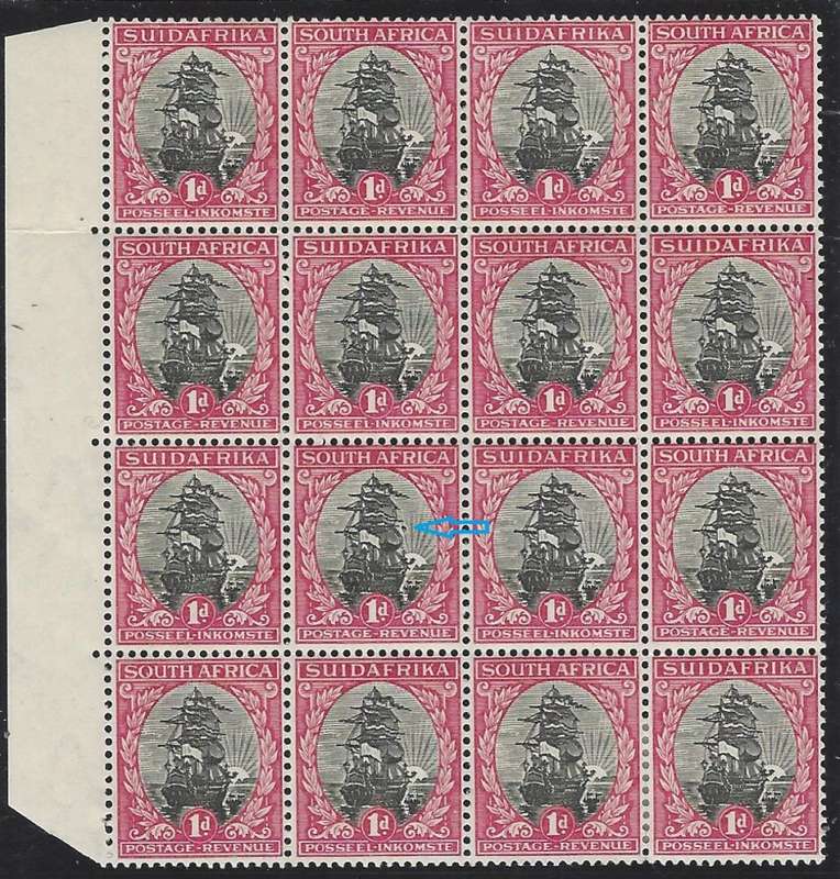 1932 Roto Issue 7/7a block (inv. wmk.) with variety UHB 37B V11 superb MNH. See below.
