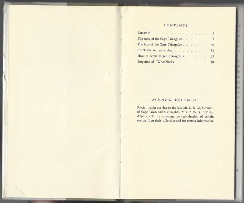 Scarce "Cape Triangular Stamp" with plate proof facsimiles by Eric Rosenthal. Outstanding. See below