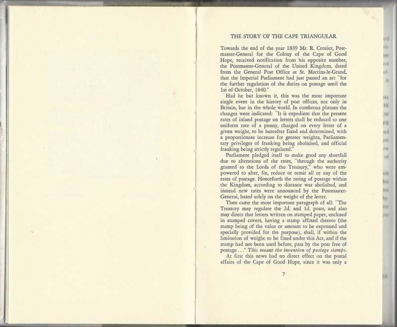 Scarce "Cape Triangular Stamp" with plate proof facsimiles by Eric Rosenthal. Outstanding. See below