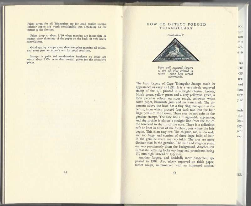Scarce "Cape Triangular Stamp" with plate proof facsimiles by Eric Rosenthal. Outstanding. See below