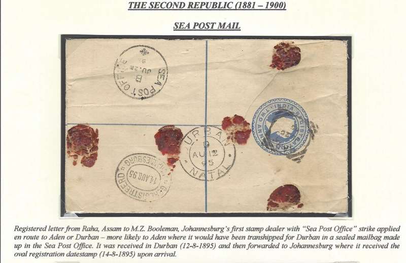 Transvaal Rarity: 1895 SEA POST cover as featured in Mathews' TRANSVAAL PHILATELY. See below.