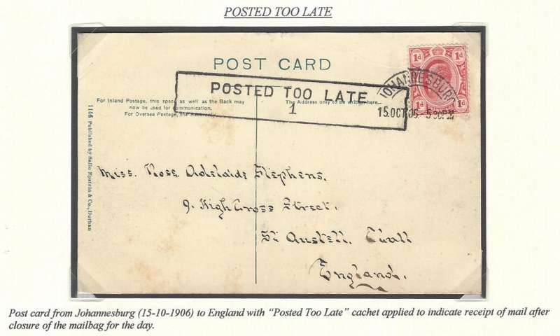 Transvaal: Scarce 1906 SHEBA VALLEY postcard with "POSTED TOO LATE" CACHET".  See below