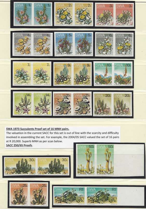SWA 1973 Succulents set of all 16 superb MNH Proofs pairs. RARE. See below.