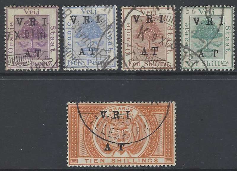 OFS: 1900 Army Telegraph group all with "THICK V" fine used. SG between T42a/7a. See below.