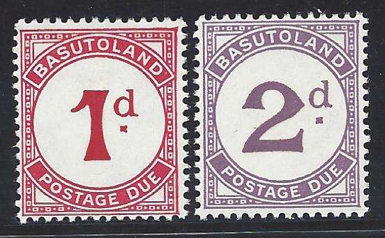 Basutoland 1953 QE II Postage Due set of 2 superb MNH. SG D1/2. See below.