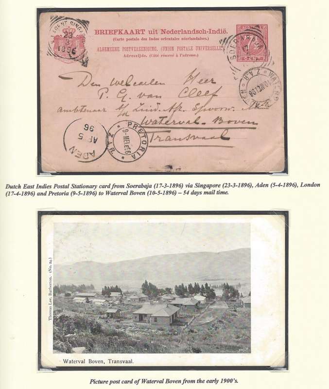 Transvaal: WATERVAL BOVEN from SOERABAJA/SINGAPORE/ADEN/LONDON/PRETORIA. RARE. See below.