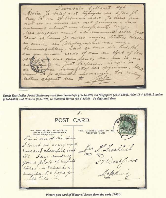 Transvaal: WATERVAL BOVEN from SOERABAJA/SINGAPORE/ADEN/LONDON/PRETORIA. RARE. See below.