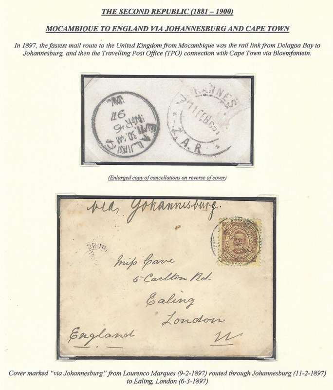 Transvaal: 1897 cover routed Mocambique/Johannesburg/UK. Scarce. See below.