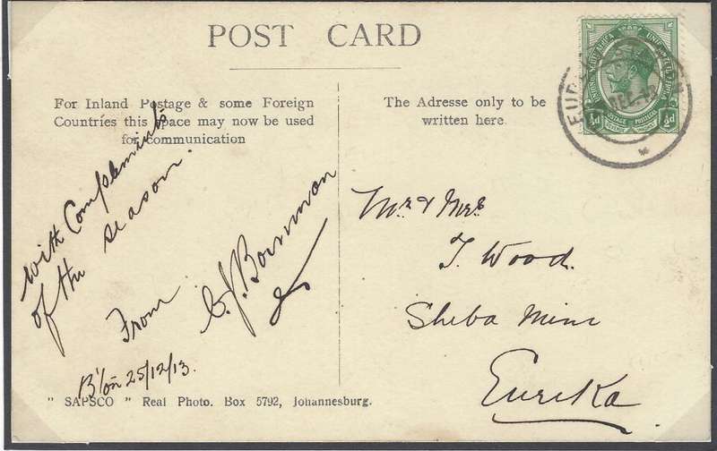 Transvaal Postal Agencies/Offices: EUREKA STATION. RARE. See below.