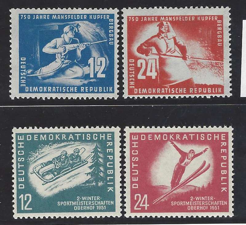 Germany (East) 1950/1 Issues SG E30/1, 37/8 superb MNH. See below.