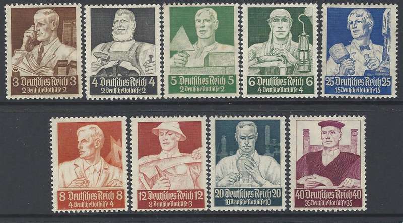 Germany 1934 Scarce Welfare Fund set of 9 superb mint. SG 551/9. See below.