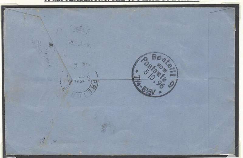 Transvaal: 1893: The U.P.U. & 2 1/2 d letter rate to Europe from ROOSSENEKAL. Scarce. See below.