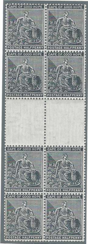 Cape 1884/90 Interpanneau block of 8 superb MNH. SACC 43. See below.