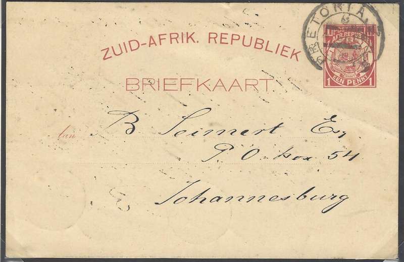 Transvaal: Johannesburg P/Offices: Very Rare 1888 WITWATERSRAND cds on card & wax seal. See below.