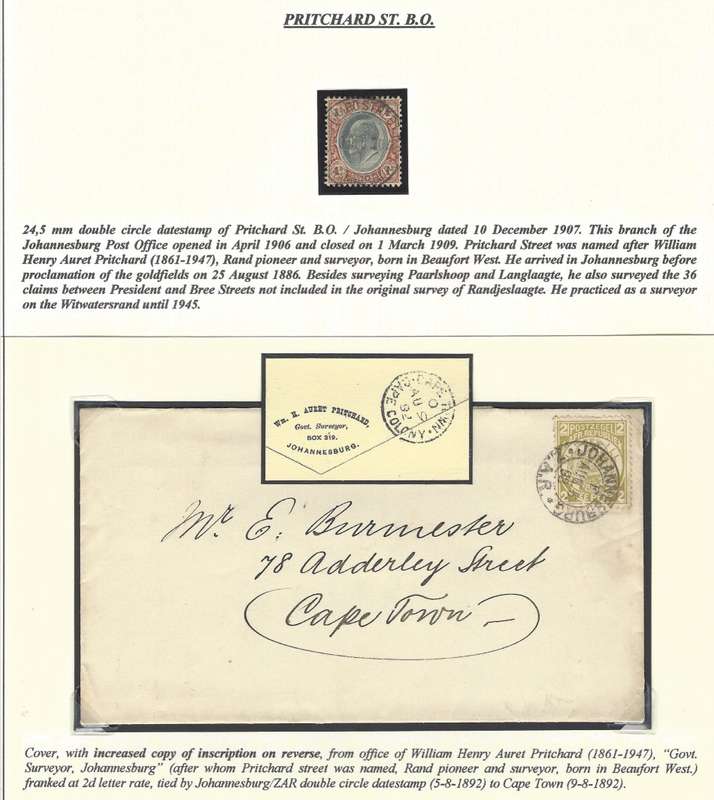 Transvaal: VERY RARE PRITCHARD St. B.O. cds. & W.H.A. Pritchard personalized cover. See below.