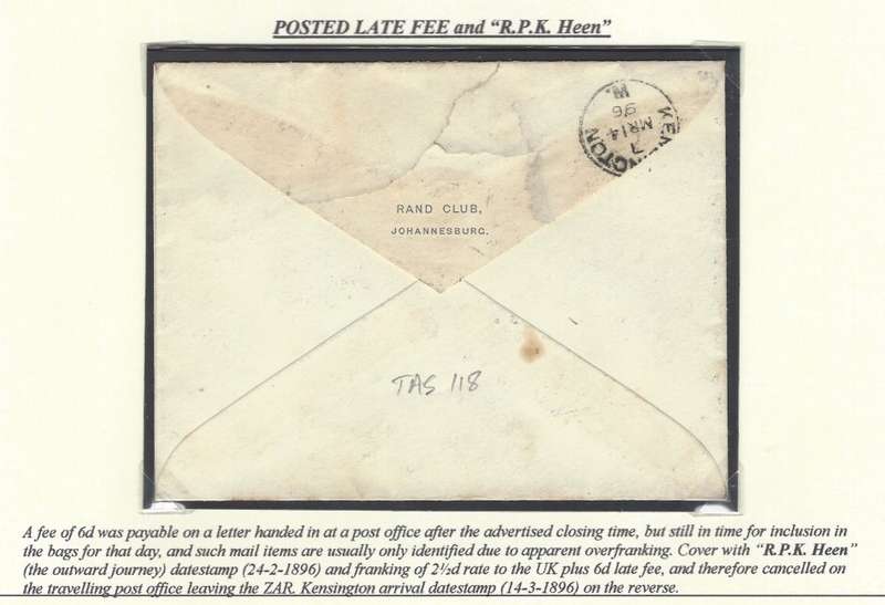 For Roddy only: Transvaal: POSTED LATE FEE and `R.P.K. HEEN`. See below.