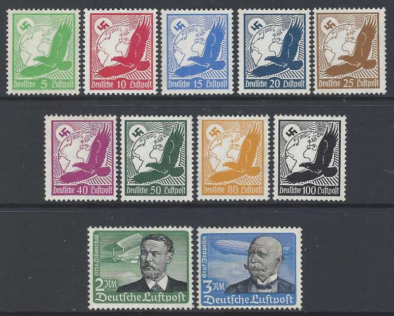 Germany 1934 AIR set of 11 Superb MNH. SG 526/34. See below.