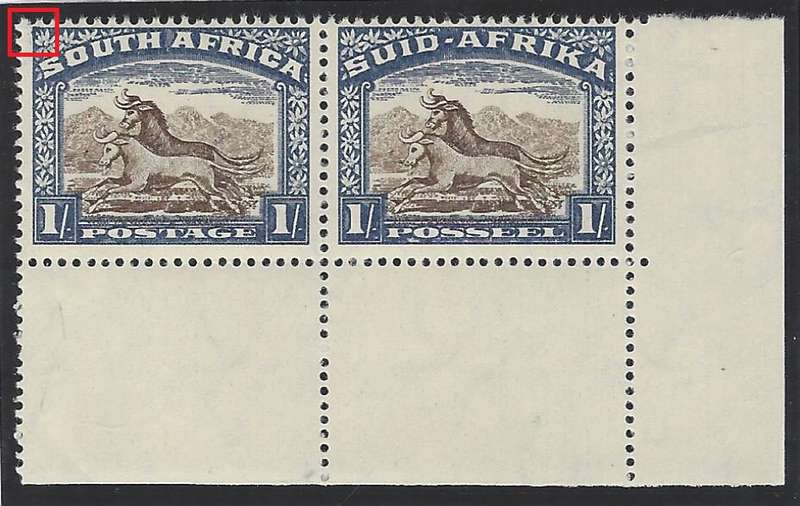 Union 1948 1/- variety `DEFECTIVE OUTER FRAME` superb MNH. SACC 61v/UHB 50A V6 . See below.