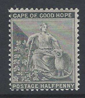 Cape 1875 1/2d pale greyish-black superb mint. SACC 23/SG 28. See below.