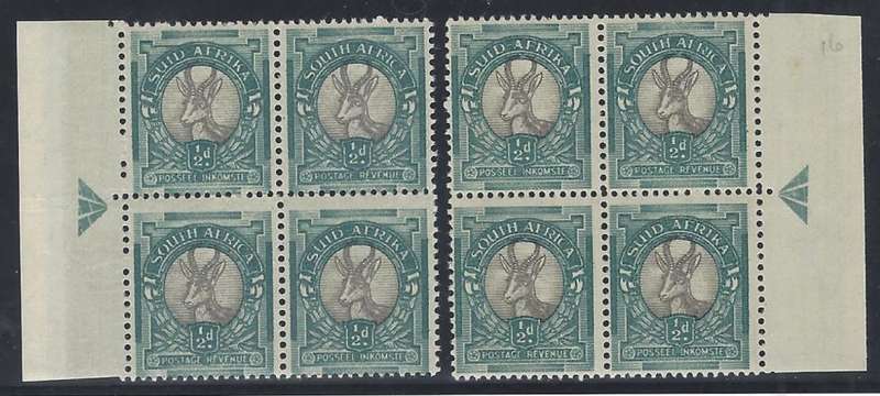 Union 1947 Scarce Issue 16 L & RH ARROW blocks MNH/VFM. UHB 44CB control Ca. See below.