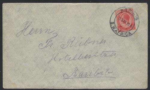 SWA Forerunner: 1919 KARIBIB cover used locally KGV 1d. SACC SA3. See below.