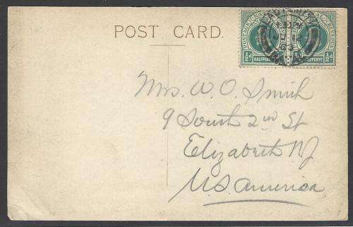 Natal: 1909 Historic postcard from LADYSMITH to USA. See below.