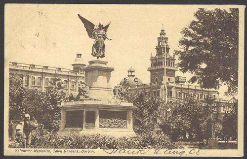 Natal: 1908 Historic postcard from DURBAN to USA. See below.
