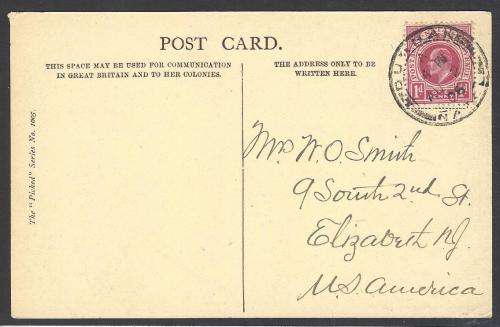 Natal: 1908 Historic postcard from DURBAN to USA. See below.