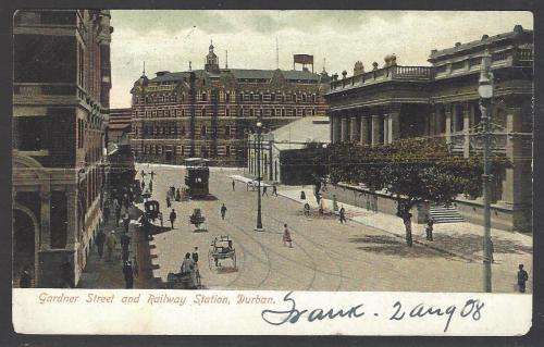 Natal: 1908 Historic postcard from DURBAN to USA. See below.