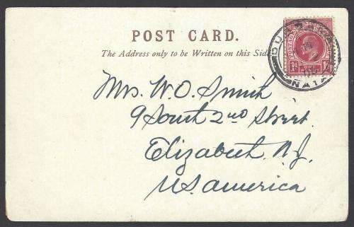 Natal: 1908 Historic postcard from DURBAN to USA. See below.