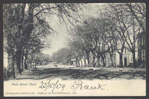 Cape: 1909 Historic postcard from PAARL to the USA. See below.