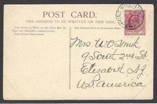 Cape: 1908 Historic postcard from KING WILLIAMS TOWN to the USA. See below.