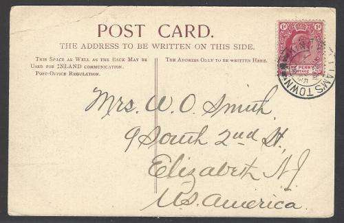 Cape: 1908 Historic postcard from KING WILLIAMS TOWN to the USA. See below.