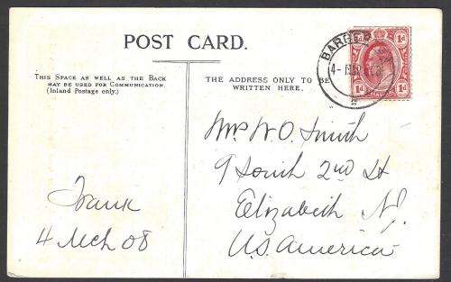 Transvaal 1908 Historic postcard from BARBERTON to the USA. See below.
