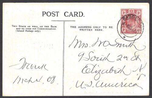 Transvaal 1908 Historic postcard from BARBERTON to the USA. See below.