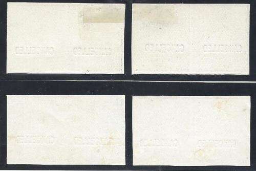 Cape 1872 set of 4 Imperforate Proof pairs overprinted `CANCELLED`. See below.
