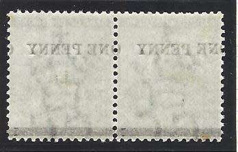 Cape 1874/6 Scarce ONE PENNY shifted surcharge on 1/- superb mint pair. SACC 28/SG 33.