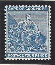 Cape 1890 4d blue VFM. SACC 46/SG 51. See below.