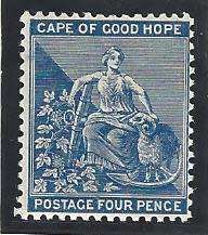 Cape 1890 4d deep blue superb MNH. SACC 46a/SG 51. See below.