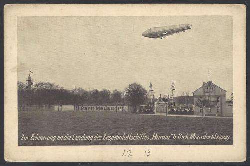 Zeppelin mail: scarce LZ 13 `HANSA` postcard. See history and detail below.