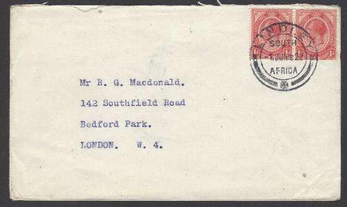 Union postal history 1922 cover LINDLEY to LONDON. Scarce. See below.