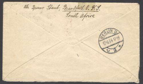 Union 1934 Air mail cover BRANDFORT to BERLIN with `Berlin C2 / Luftpost` cachet. See below.