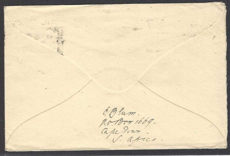 Union: 1945 cover CAPE TOWN to SPRINGFIELD, MASSACHUSETTS. See below.