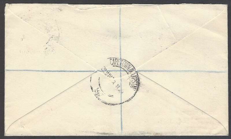 Union: 1943 registered cover "PENINSULA STAMP CO. (Pty) Ltd" CAPE TOWN. See below.