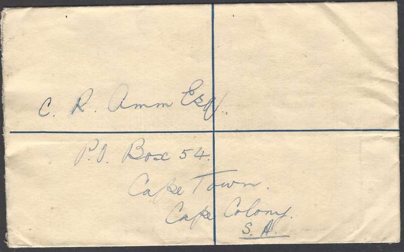 Union: 1933 registered uprated p/s envelope MARKET ST., JHB  to CAPE TOWN. See below.
